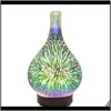 Mist Maker 1LZUZ Aromatherapy 8FIMF Ultraljud 3D Fyrverkeri Glas Vasform Luft med LED Night Light Arom Essential Oil Diffuser