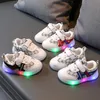 Niños Bebé Niñas Bling Led Luminous Sport Run Sneakers Sapato Infantil Light Up Casual Shoes