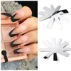 Pro 9 Storlekar Easy French Smile Cut V Linje Almond Shape Tips Manikyr Edge Trimmer Nail Cutter Akryl Rosa Vit Franska Naglar