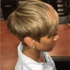 Perruques synthétiques perruque blonde courte avec frange latérale Pixie pour femmes afro fête quotidienne faux cheveux aspect naturel 1086847