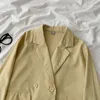 Kimutomo Solide Blazer Büro Dame Sommer Frauen Koreanische Hong Kong Stil Mode Lose Lange ärmeln Chic Top Casual 210521