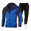 Dresy męskie Patchwork Marka Sportswear 2 sztuki Zestawy + Spodnie Zipper Bluza z kapturem Mężczyzna Streetwear Casual Kurtki 210806