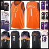 자수 Devin 1 Booker Jersey Chris 3 Paul Jerseys Steve 13 Nash 레트로 메쉬 농구 S-XXL 오렌지 블랙 퍼플 화이트 33333