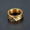 Gold Plated Scottish Rite 33rd Degree Grooved Band Rings Stainless Steel Freemason Ring Masonic Ring Freemason's Jewelry for Free Masons