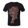 Moda Tee Tiger Imprimir Stiched Com Diamond Grânulos Glitter T Camisetas Homens Verão Tops Mens Designer Camisetas Luxo O Pescoço Streetwear Slim Fit Hop Hop Qualidade