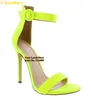 Choudory Multi-Snakeskin Single Strap Sandals Thin High Heel Round Buckle Dress Pumps Concise Lime Green Red Blue Shoes