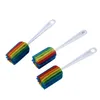 Rainbow Color Baby Feeding Cup Brush Long Handle Colorful Kitchen Cleaning Sponge Brushes For Vacuum Bottle Coffe Tea Glass Washing Tools 20220303 H1