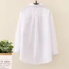 Kadın Bluz Gömlek Beyaz Kadın Bluz 2021 Uzun Kollu Pamuk Nakış Bayan Casual Düğme Tasarım Turn Down Yaka Kadın Gömlek 5083