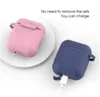 200pcs/lot Headphone Accessories Solid Color Silicone for Airpods 2 Cute Protective Earphone Cover Apple Wireless Charging Box Shockproof Case