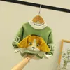 秋の赤ちゃんガールズボーイズ犬のセーターコートキッズ編み物プルオーバートップスtpddler漫画長袖211201