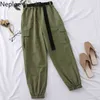 NEPLOE HARAJUKU Byxor StreetWear Cargo Women Casual Joggers Sweatpants Hög midja Kvinna Byxor Koreanska Pantalon Bälte 211115