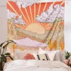 Sol paisagem tapeçaria arte abstract estética montanha parede pendurado cacto dourado psicadélico tapiz árvore boho decor Drement tapete 210609