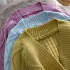 E-BAIHUI Vintage Short Cardigan Knitted Sweater Women Autumn Winter Long Sleeve Solid Sweaters Coat & Jackets Women 211103