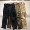 Mens vrachtbroeken Jogger broek eenvoudige rechte broek met badge solide casual broek veelzijdige Italië -stijl overalls