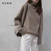 WYWM Turtle Neck Cashmere Sweater Women Korean Style Loose Warm Knitted Pullover Winter Outwear Lazy Oaf Female Jumpers 211218