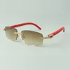 Vente directe lunettes de soleil diamant moyen 3524026 avec branches en bois naturel rouge lunettes de créateur, taille: 56-18-135 mm