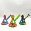 Inclined Triangle Kettle silicone bong with mid glass and 14mm glass bowl Water pipe