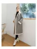 Kvinnors Läder Faux Korea 2021 Vinter Kvinnor Sheepskin Suede Coat Tjock Flocking Ull Långrock Plus Storlek Ytterkläder