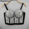 Sexy Bright Beading Sequins Nightclub Push Up Bralette Bra Cropped Wear Out Corset Tops Female Camis Crop Clothes X0726