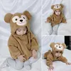 Infantile Bébé Costume Barboteuse Hiver né Onesie Vêtements ropa bebe Doux Vert Chat Ours Mignon Flanelle Toddler Outfit 0-3Y 211011