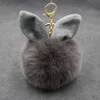 Faux lapin fourrure pompon porte-clés femmes filles mignon moelleux en peluche porte-clés mode bouffée boule porte-clés femme bijoux fête cadeaux