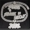 Hip Hop DIY Collar con colgante de letra con nombre personalizado Color dorado y plateado Bling CZ Collar con colgante de letras para hombres y mujeres con cadena de cuerda de 3 mm y 24 pulgadas