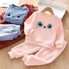 Ubrania dla dzieci Flanel Baby Piżamy Winter Lounge Set Long Johns Girls Loungewear Boys Sleepwear Suit 211109