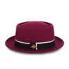 Berets Flat Top Jazz Hat Fashion 100 Lia Wool Men039s Fedora avec tarte au porc Feels Feel 5658CM2237793