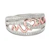 Maman anneau creux cristal amour coeur anneaux bande pour les femmes fête des mères cadeau d'anniversaire bijoux de mode Will et Sandy