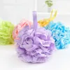 100pcs/lot Fashion Lace Mesh Pouf Sponge Bathing Spa Handle Body Shower Scrubber Ball Colorful Bath Brushes Sponges JJF12850