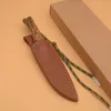 1 Pz Di Sopravvivenza di Alta Qualità Coltello Dritto 8Cr13Mov Lame di Raso Full Tang Wenge Manico Coltelli A Lama Fissa Con Fodero In Pelle