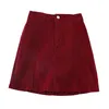 Kvinnor mini kjol höst sommar hög midja casual a-line honor mode solid short s 210430