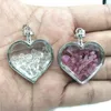 JLN Wish Bottle Heart Stone Pendant Natural Crystal Mineral Ornament Gravel Stone Pendants With Brass Chain Valentine's Gift for Gilrs and Women