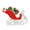 Pins, Brooches Christmas Gifts Nice Red Shoe Boot Tree Animal Pins For Women Full Rhinestones The Year