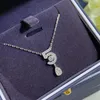 Gioielli in argento sterling puro di marca 925 per le donne Lettera 5 Ciondolo goccia d'acqua con diamanti Collana di marca di lusso con fiori carini234O