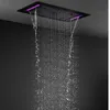 Système de douche LED pour salle de bains, ensemble de robinets noirs, mélangeur thermostatique, grand panneau de pomme de douche à pluie 700x380MM avec Jets de Massage corporel