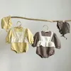 İlkbahar Sonbahar Dantel Yaka Çocuklar Kız Uzun Kollu Tulum Ve Şapka Bebek Sevimli Bebek Doğan Giysileri 210429