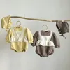 Primavera Autunno Colletto in pizzo Ragazza per bambini Pagliaccetti a maniche lunghe e cappello Neonato Vestiti per neonati carini 210429