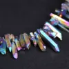 15.5 "Strand Titanium Rainbow Surowy kwarcowy Top Wiercony punkt Luźne Koraliki, Naturalne Kryształowe Wisiorki DIY Biżuteria Dokonywanie