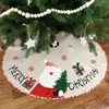 Christmas Decorations Tree Skirt Linen Burlap Warm Sweet Romantic Large Size Luxury Mat 42.5 Inch White Soft Plush Rustic Thick Heavy Yarn