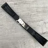 Banda de reloj de silicona de goma RX 111261 20mm Soft Black Reloj Correa con cierre de plata