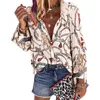 New Design Plus Size Women Blouse V-neck Long Sleeve Chains Print Loose casual Shirts Womens Tops And Blouses 200924
