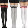 Dessins femmes bas Sexy chaussettes rayé cuisse haute bas chaud pour l'hiver filles jupe bas Base genou haute chaussette