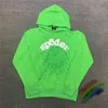 Green Foam Printing Sp5der Young Thug 555555 Angel Hoodie Herren Damen Spinnennetz Muster Pullover Sweatshirts
