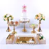 Otros suministros para fiestas festivas 8-10 piezas Juego de soporte de pastel de cristal Espejo de metal Decoraciones para cupcakes Pedestal de postre Bandeja de exhibición de boda