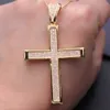Luxury Gold&Silver Color Big Cross Necklace Micro Pave Cubic Zirconia Women Hip Hop Pendant Necklaces Jewelry Gift Dropshipping X0707