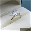 Solitaire anneaux anneaux bijoux Pansysen Whiteyellowrose Gold Color Luxury 8x10mm Emerald Cut Aaa Zircon pour femmes 100 925 Sterlin9503631