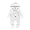 Autumn Winter Newborn Girl Clothes Infant Baby Girl Boy Toddler Clothes Fuzzy Hooded Romper Solid Jumpsuit Long Sleeve Warm Outfits 1719 B3