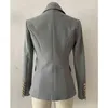 HIGH STREET Giacca blazer alla moda alla moda da donna Leone con bottoni dorati Doppio petto Abbigliamento esterno carriera 210521