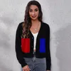 Dames Knits Tees Three-Color Matching Knit Cardigan Short Sweater Dames Losse slijtage